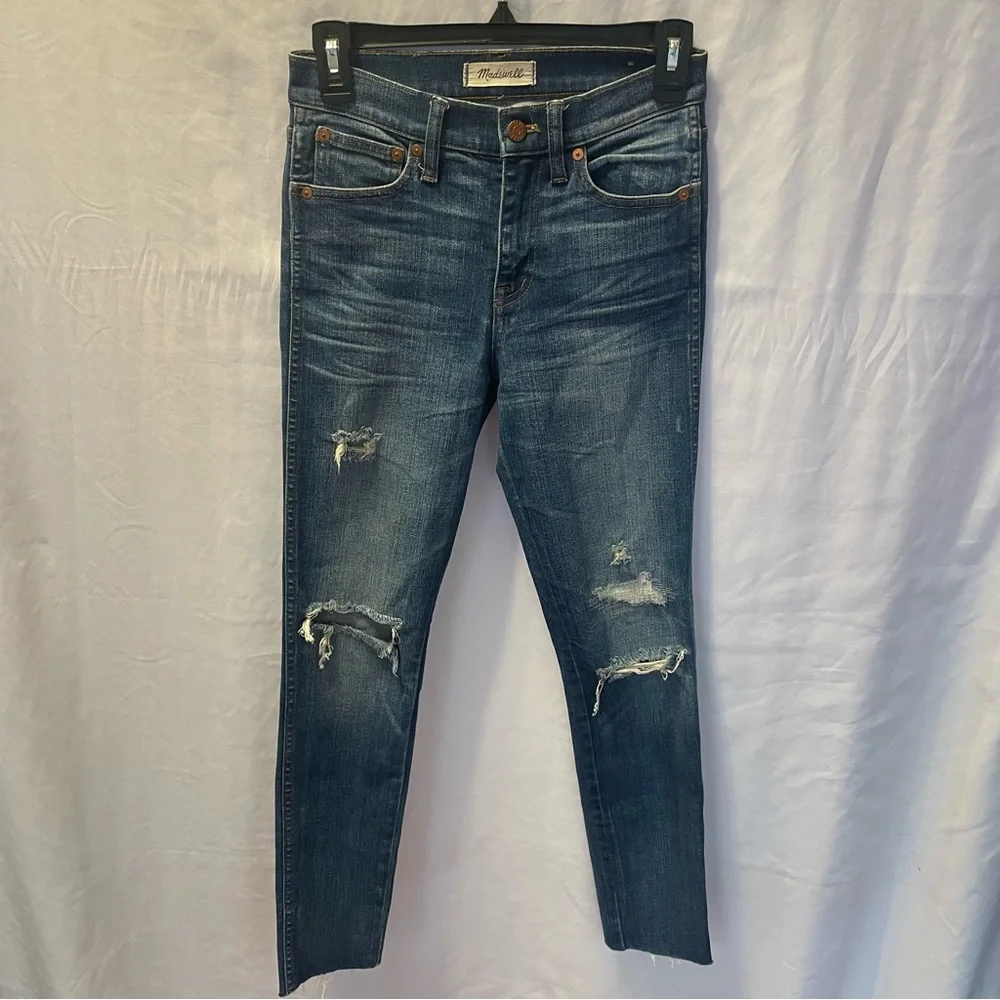 Madewell 9‎ Inch High Riser Skinny Skinny Distressed Denim Jeans Size 25 Stretch